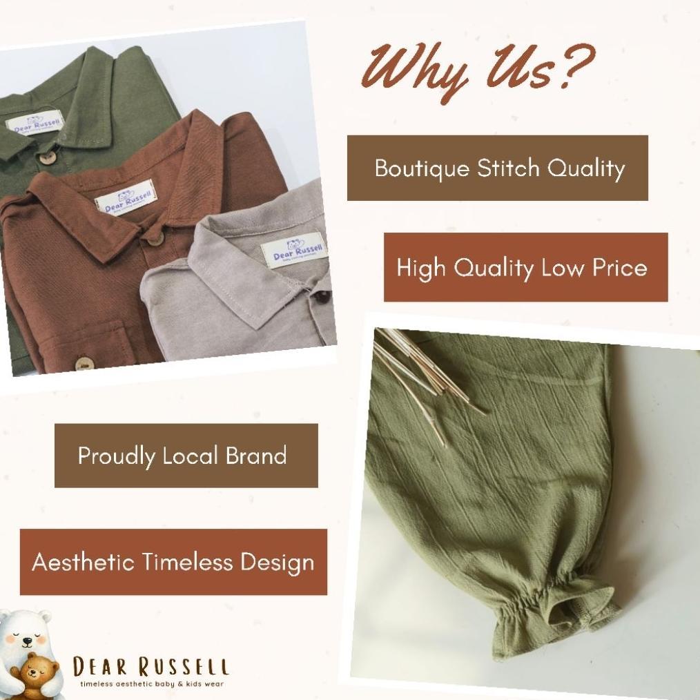 NEW DEALS DearRussell Kenneth Set Boy Couple Setelan Anak Laki-Laki Kemeja Celana Pendek Premium Lin