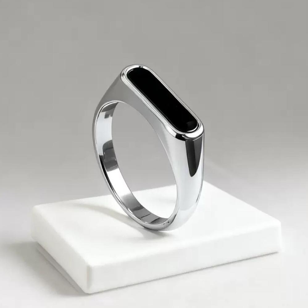Ready Stock Cincin Pria Super Keren Black Onyx Silver Gold