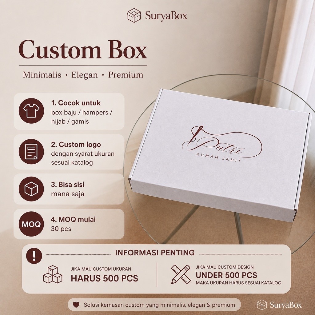 ( SuryaBox | Custom Low MOQ ) Hard Box Corrugated Tebal Anti Penyok |  Bisa Sablon Logo Custom | Dus