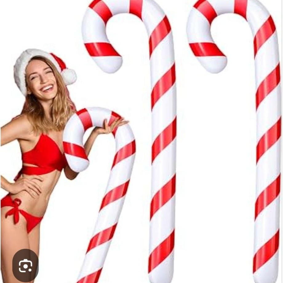 Balon Tongkat Santa PVC 90cm Natal