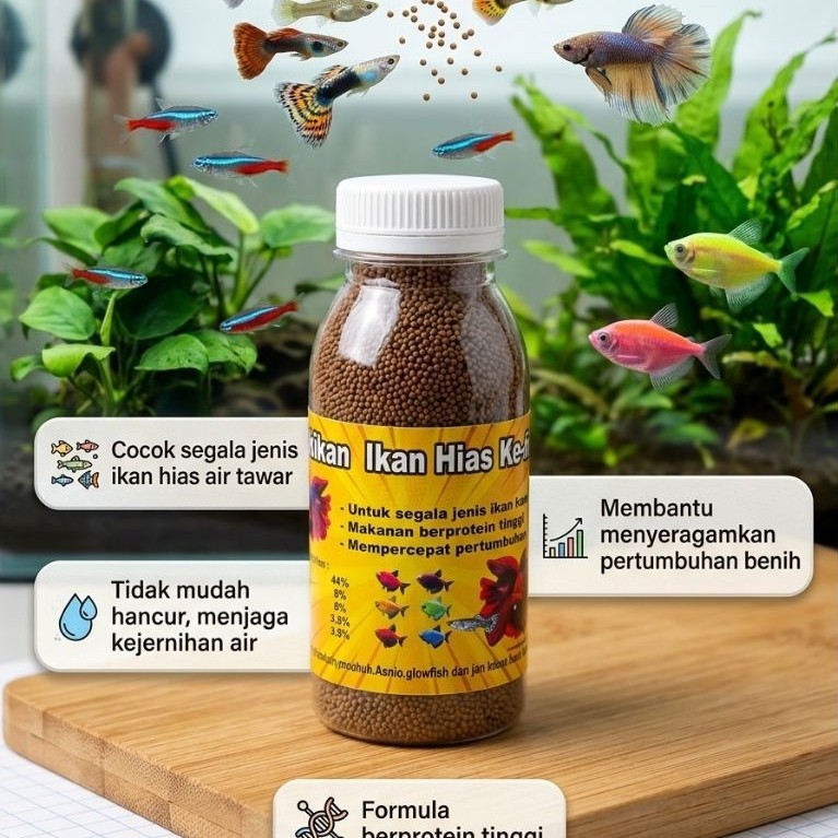 makanan ikan kecil pelet ikan kecil Guppy,glowfish,cupang