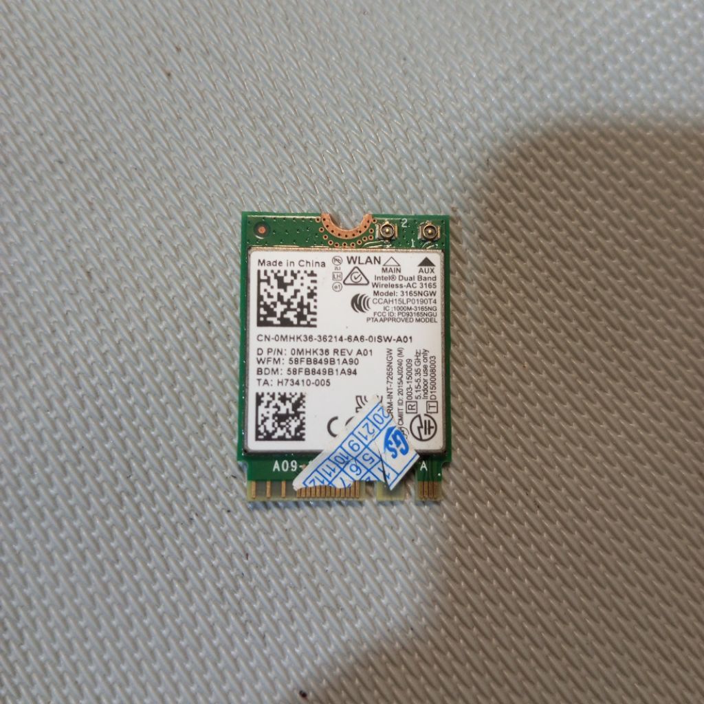 Wifi Card Intel 3165NGW M.2 AC 3165 + Bluetooth Copotan Dell Inspiron 13-5378