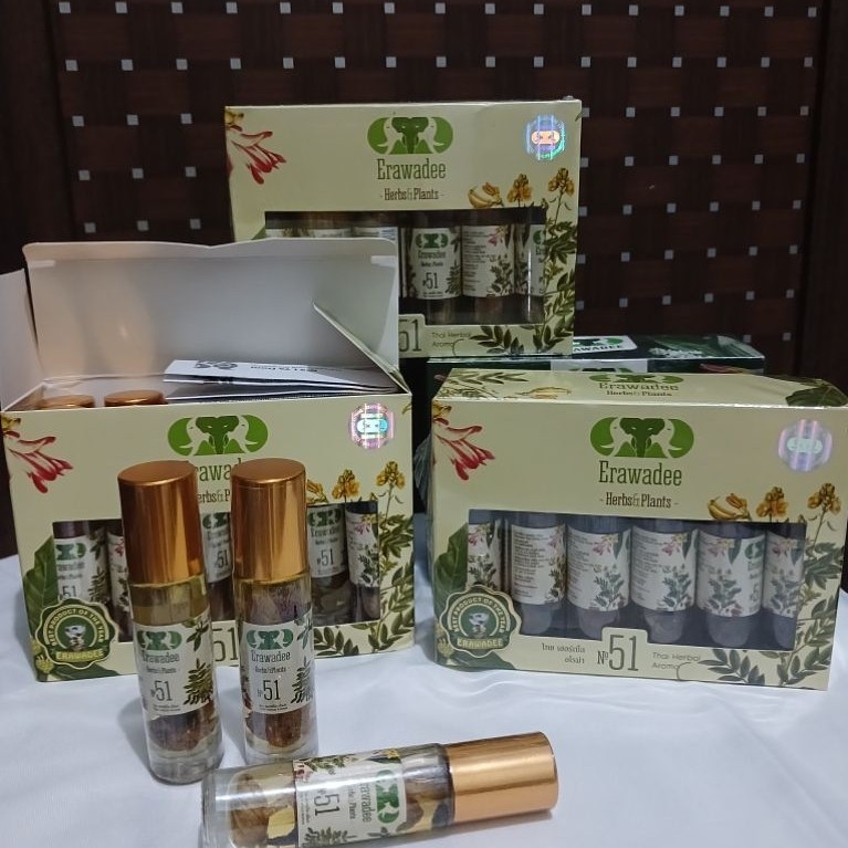 Minyak Angin Erawadee No. 51 Minyak Angin Herbal Green Herb Oil Thailand - Aroma Ginseng, Melegakan 