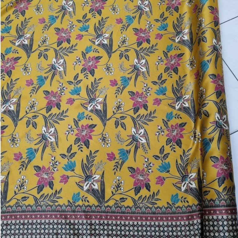 BAHAN BATIK SATIN BATIK METERAN BATIK SERAGAM BATIK KUNING GOLD