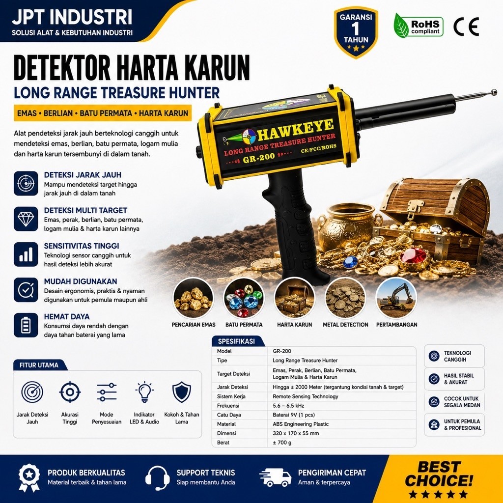 Alat Pendeteksi Emas Berlian Batu Permata Harta Karun Jarak Jauh Long Range Gold Gem Diamond Treasur