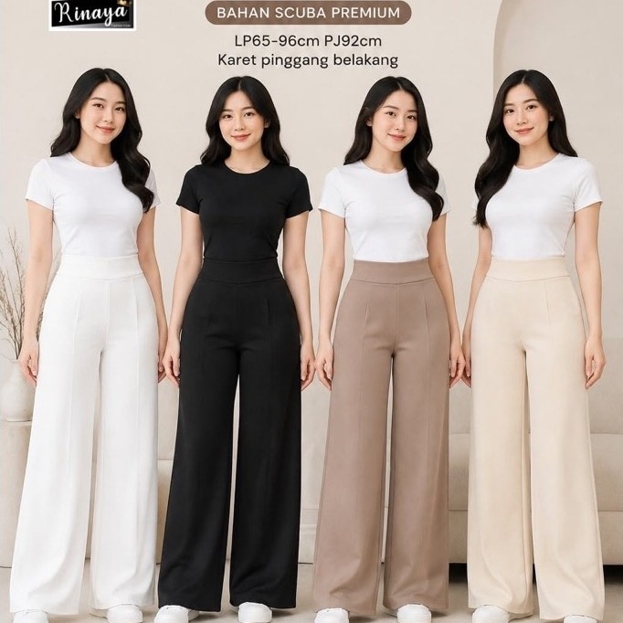 Kanada Kulot Pants Scuba• Celana Panjang Polos Simple Basic Ootd