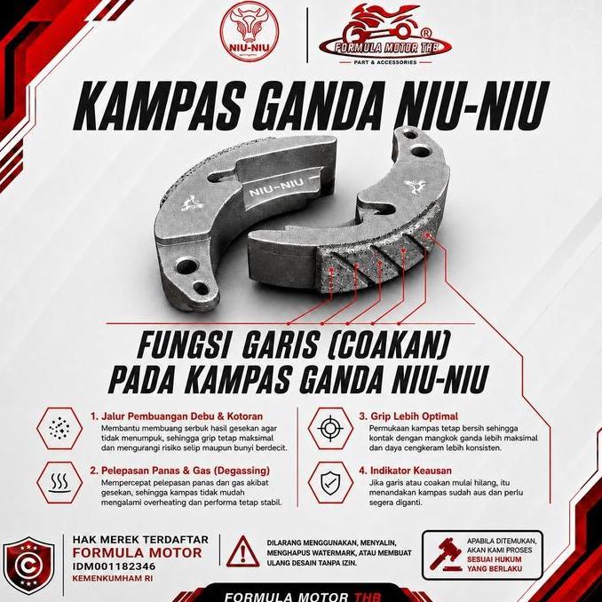 Promo NIU-NIU Kampas Ganda Untuk Motor Matic Beat Nmax Mio Genio Xmax [K44,2DP,5TL,54P,K0J,B74] Disk