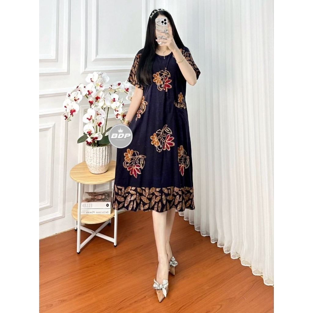 Daster Maura Batik Cap Rayon Grade A Premium Busui Resleting Depan | Daster Kekinian | Daster Viral 