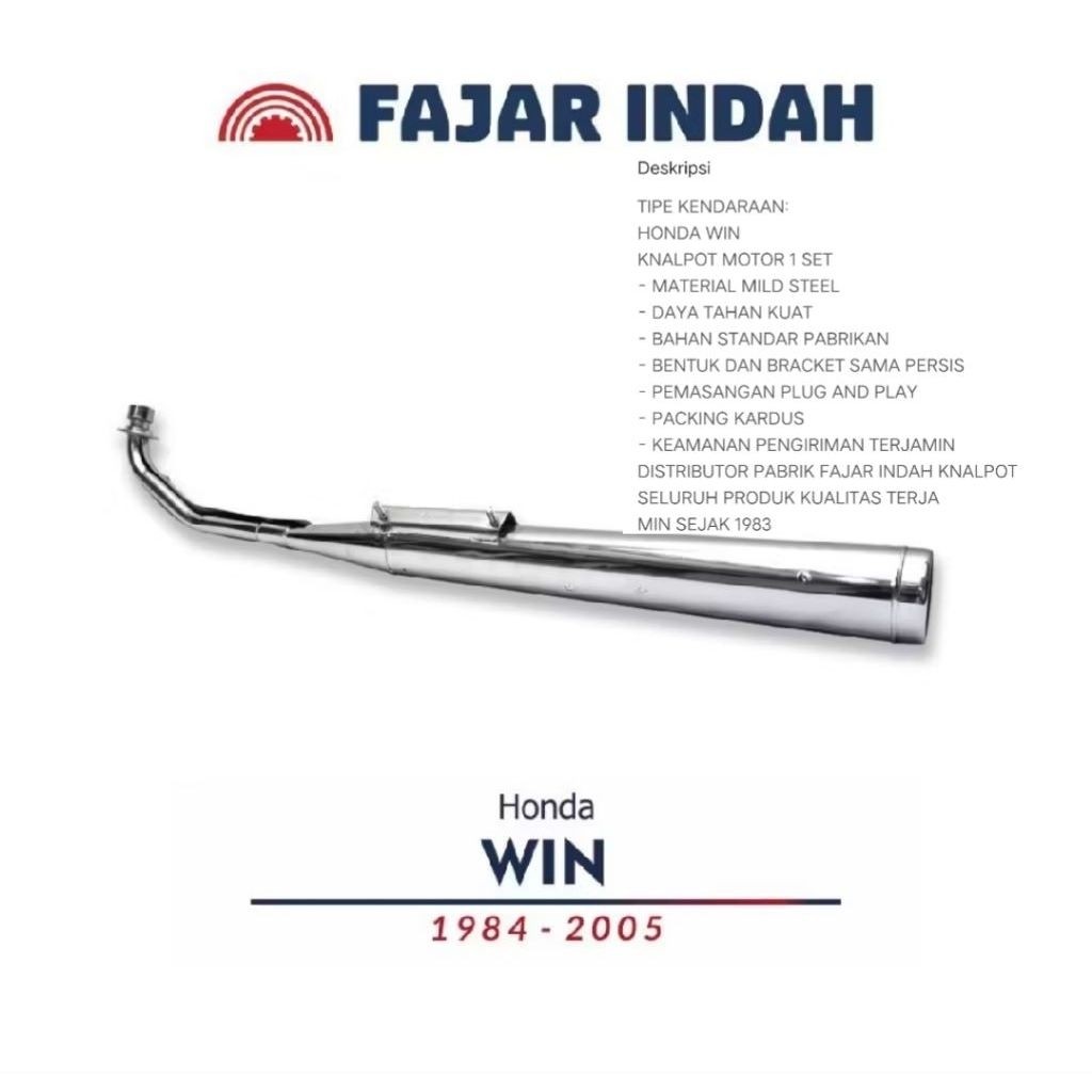 Knalpot Motor Fajar Indah Honda Win 1984-2005 1 Set Material Mild Steel Plug and Play