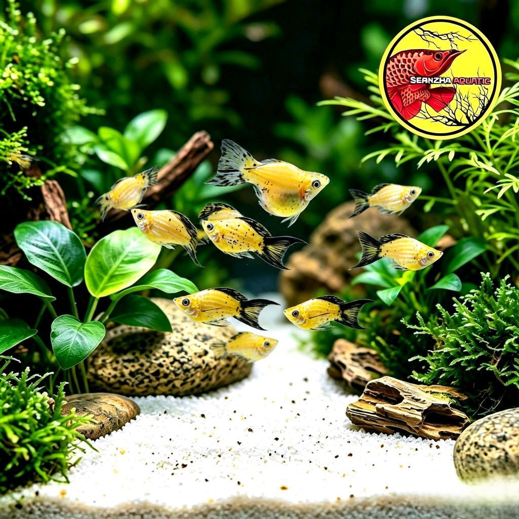 Ikan hias molly leopard veiltail  size 4cm