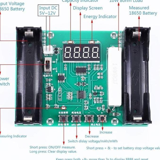 Tester Baterai 18650 Kapasitas Display Lcd Type C Charging Capacity Tester