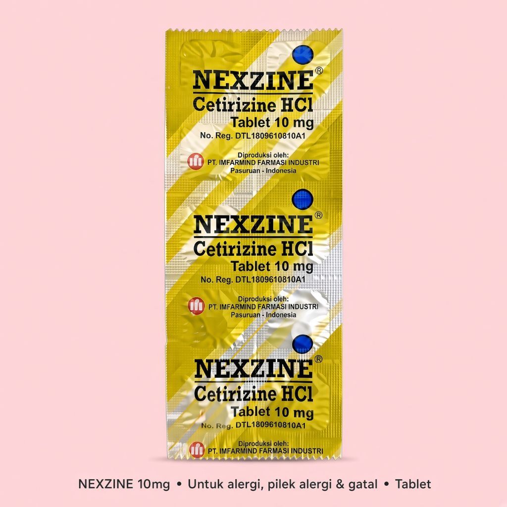 NEXZINE Cetirizine HCl 10mg - Obat Alergi Pilek Alergi Gatal & Biduran