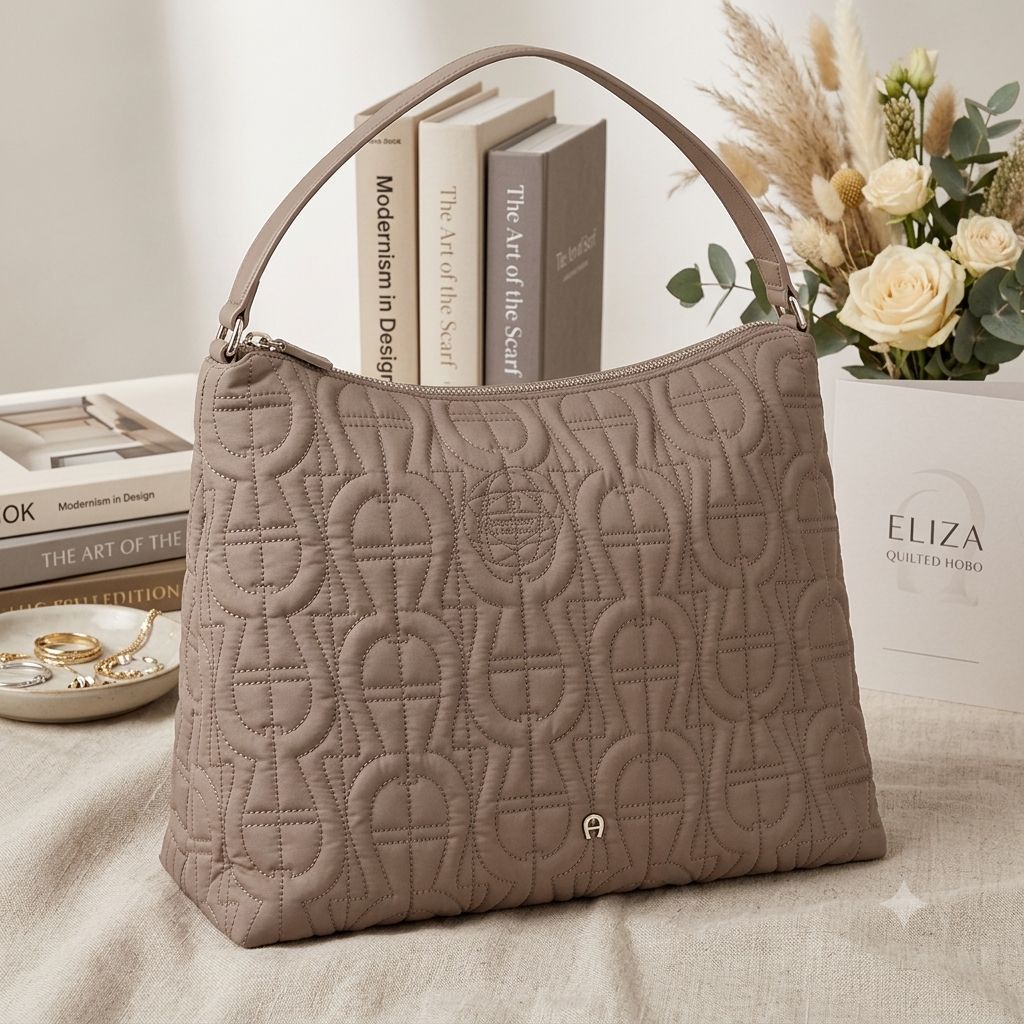 Aigner Cuscino Hobo Bag M Taupe Beiige