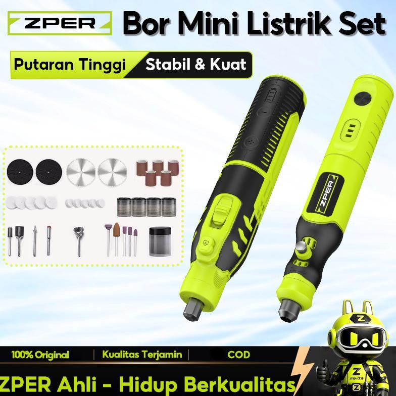 ZPER Bor Mini Listrik Set Lengkap Bor Portable Gerinda Listrik Grinder Alat Ukir Elektrik Mini Mesin