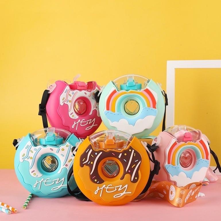 JCO Botol Minum Bentuk Donat + Free tali 380ML Botol Minum Anak Donat BZ-263 JCO