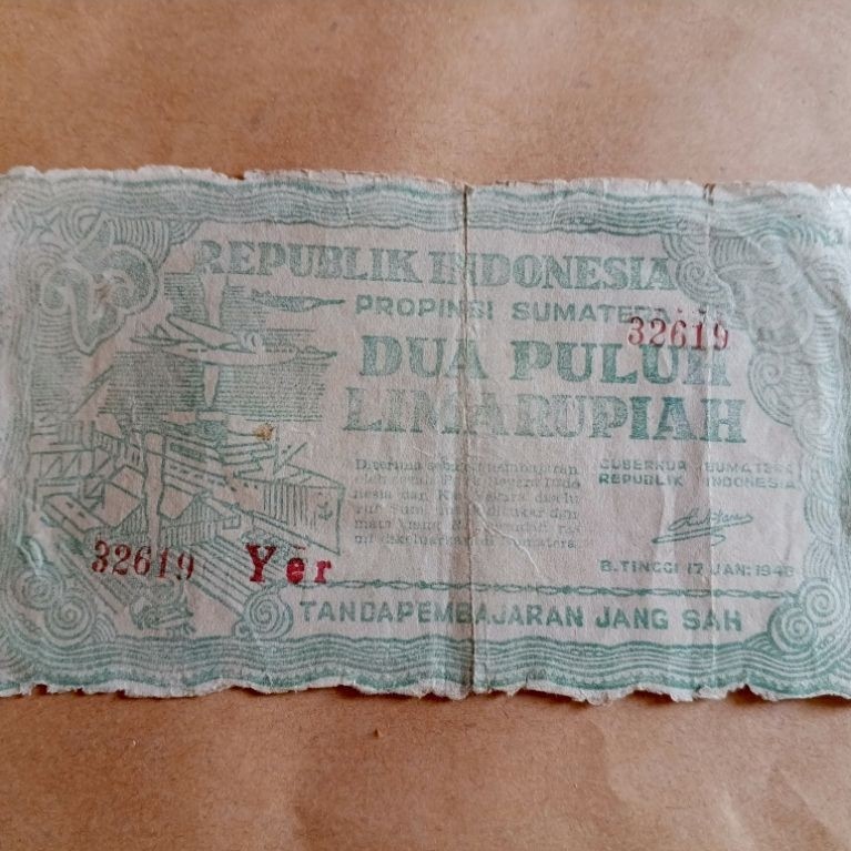 Uang Orida Bukit Tinggi 25 Rupiah 1948 G