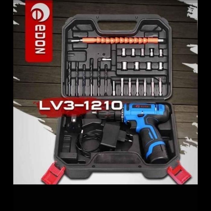 Mesin Bor Charger Cordless Edon 12V Lithium LV3-1210