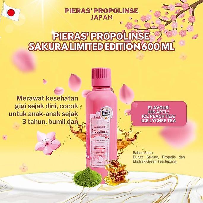 Helhow- Pieras Propolinse Sakura Limited Edition Alcohol Free Cocok Untuk Anak-Anak Mouthsh Obat Kum