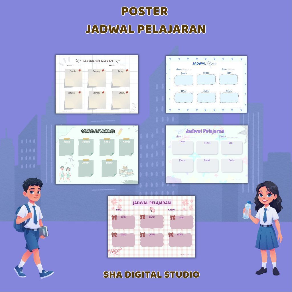 Poster Jadwal Pelajaran A5 Aestetik Tebal Kertas BC | Jadwal Pelajaran Sekolah | SHA DIGITAL STUDIO