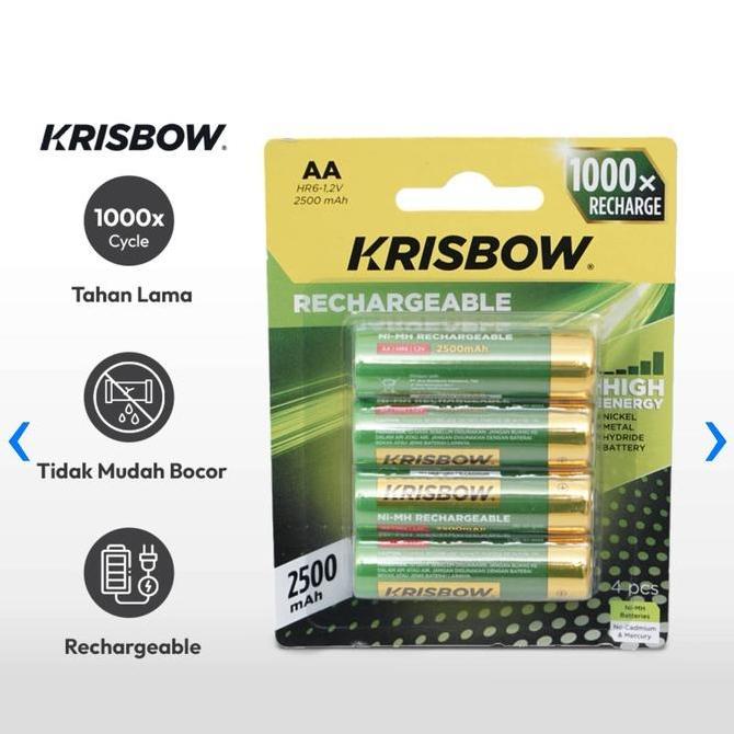 Zonex- Krisbow Set Baterai Rechargeable Size Aa 500 Mah 4 Pcs