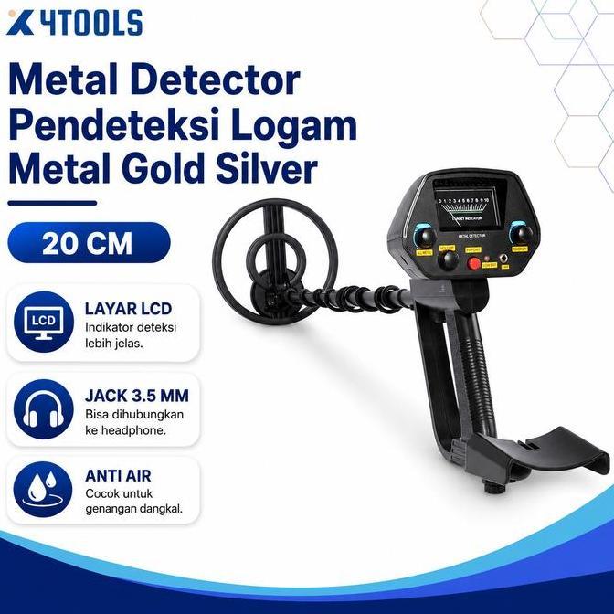 MD-4080 Metal Detector Pendeteksi Logam Emas Perak Koin Waterproof LCD