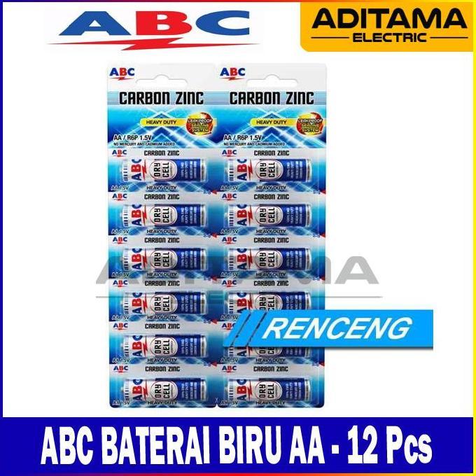 BATERAI ABC BIRU AA A2 | ABC BATTERY BIRU AA PER RENCENG ISI 12PCS