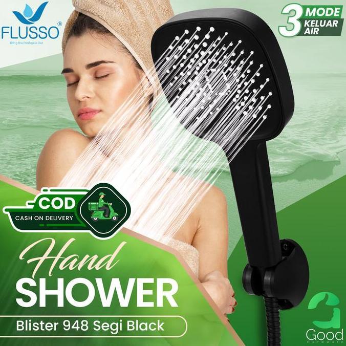 Flusso Hand Shower Mandi Flusso Kepala Shower ABS Set Selang Stainless
