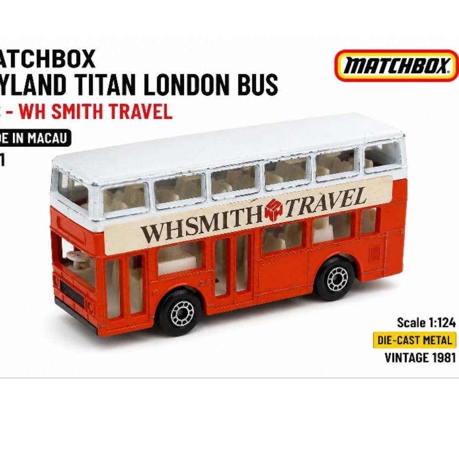 Matchbox Vintage Leyland Titan London Bus WH Smith Travel 1981 Made in Macau Diecast Kolektor