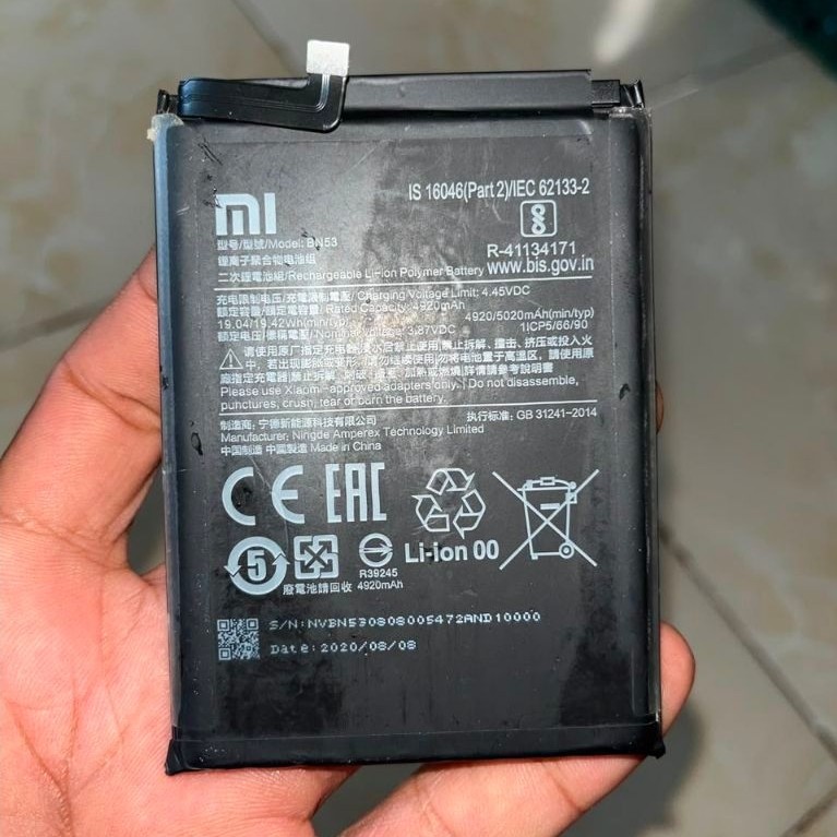 batrai copotan redmi note 9 pro bekas