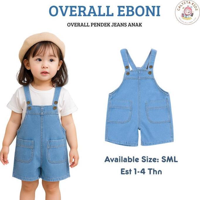 OVERALL EBONI 1-3TH / OVERALL ANAK / OVERALL ANAK PEREMPUAN/OVERALL JEANS ANAK PEREMPUAN/BAJU ANAK P