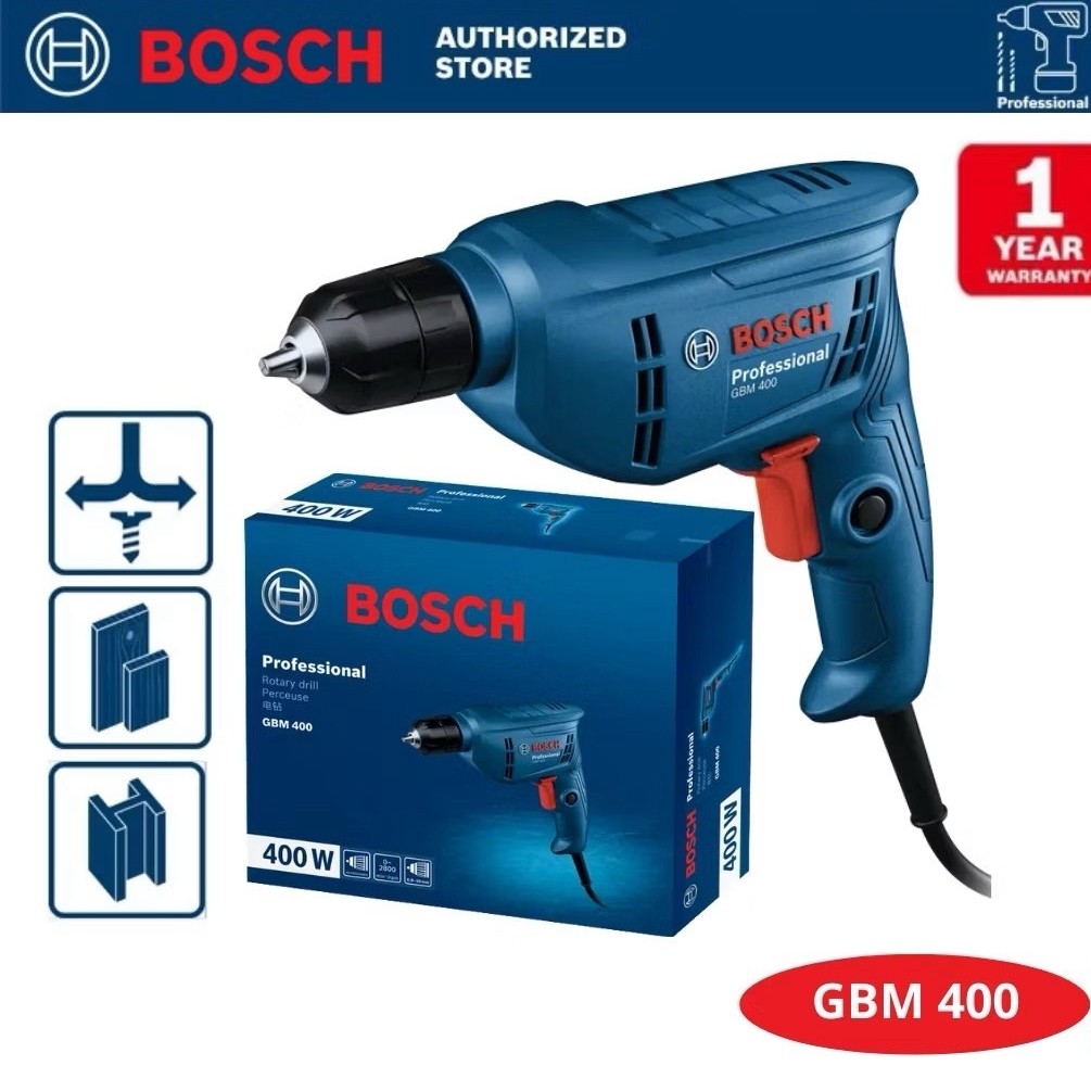 BOSCH Mesin Bor Besi BOSCH Mesin Bor Kayu BOSCH GBM 400 10mm Mesin Bor Besi/Kayu