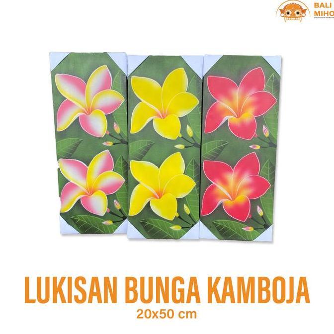 (:(:(:(] Lukisan Bunga Kamboja 20 x 50 cm - Lukisan Bunga Jepun Bali - Lukisan