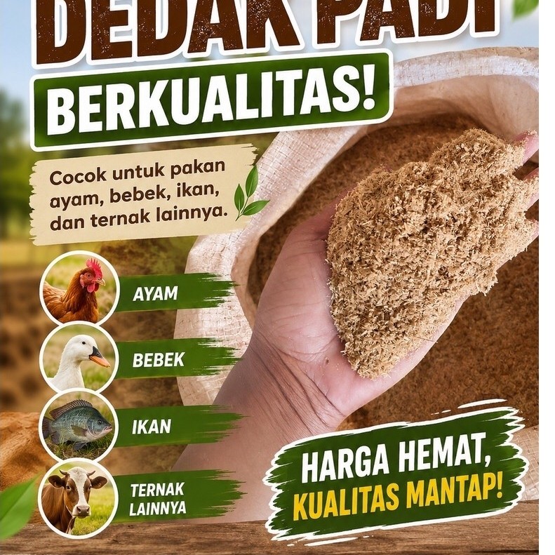 dedak padi katul kasar 1kg super pakan ayam bebek kambing