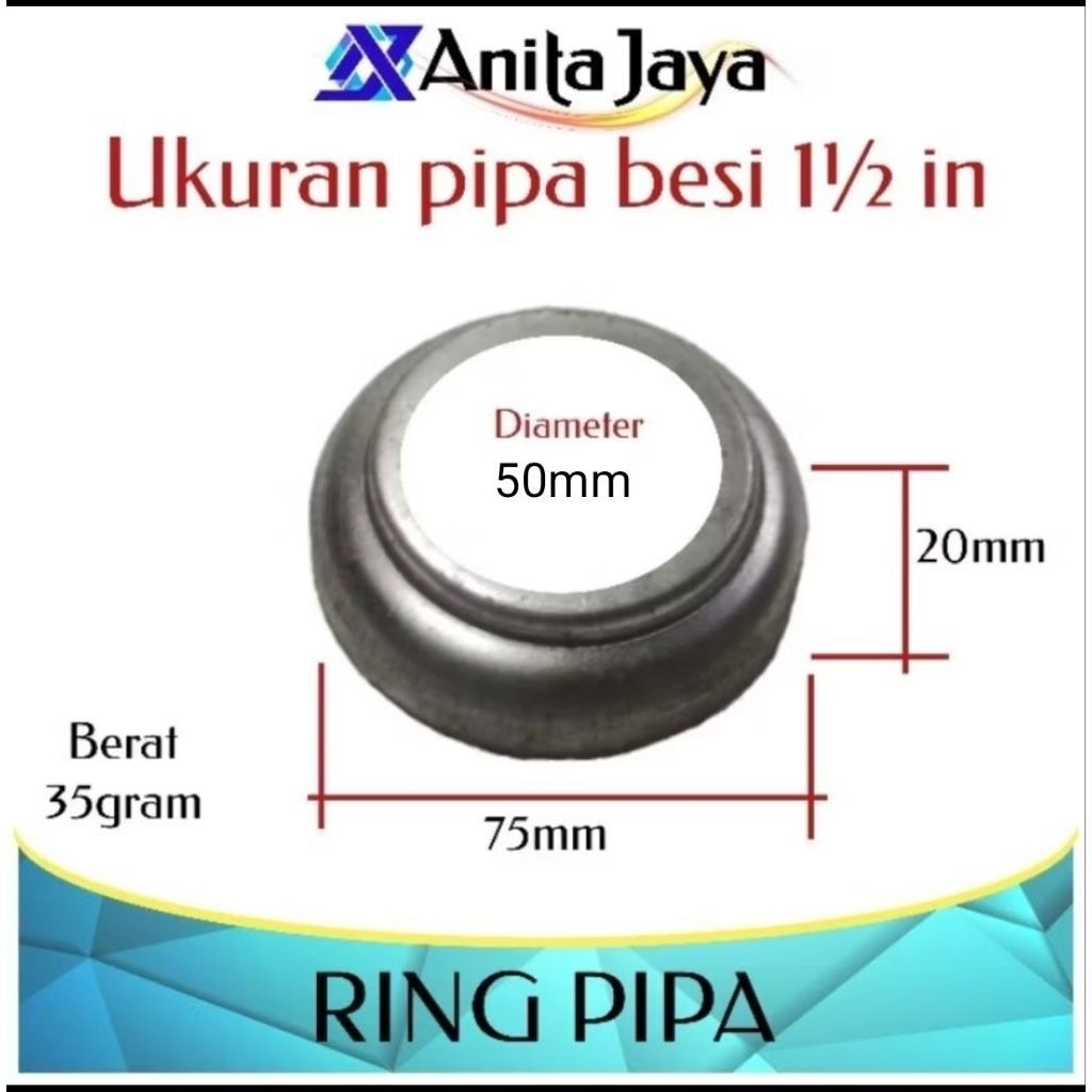 ring pipa besi 1½in 1 1/2 in flange pipa besi 50mm