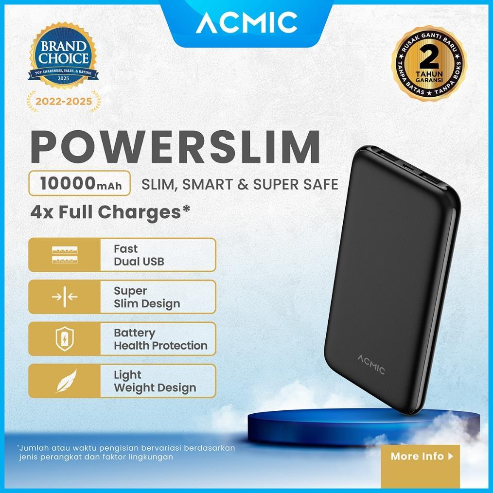 fast delivery acmic powerslim 10000mah slim powerbank 2a fast charge