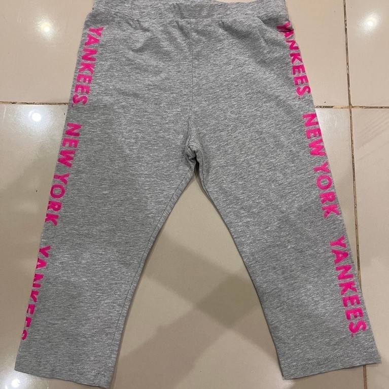 MLB Kids Legging Yankees New York Abu-Abu Pink Size 120 / 4-5 Tahun
