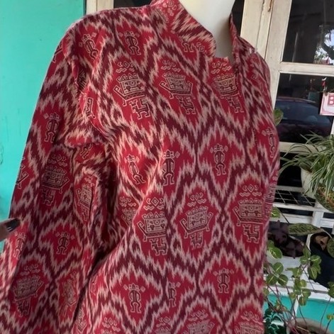 Atasan Tunik Batik Etnik Merah Maroon