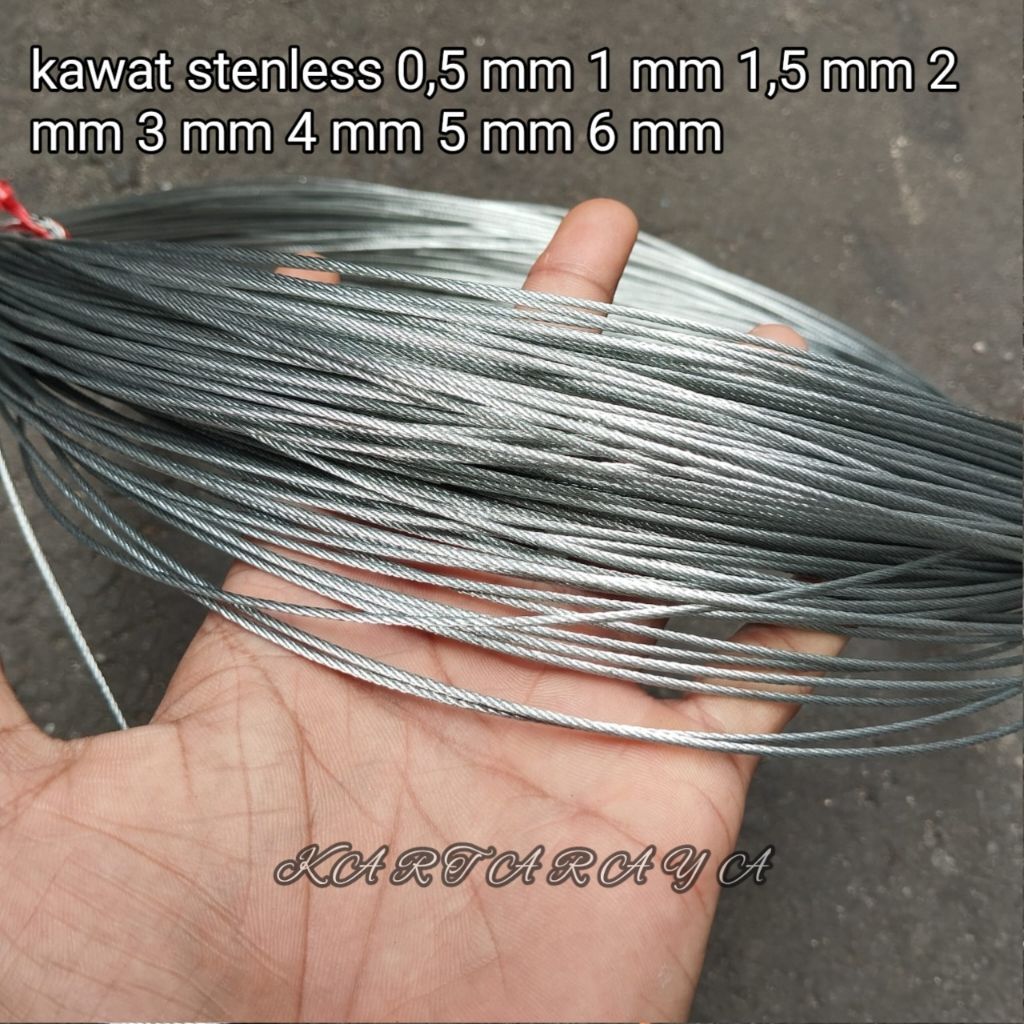 Kawat Seling Stenlis 0.5mm 1mm 1.5mm 2mm 3mm 4mm 5mm 6mm  Seling Stenlestel