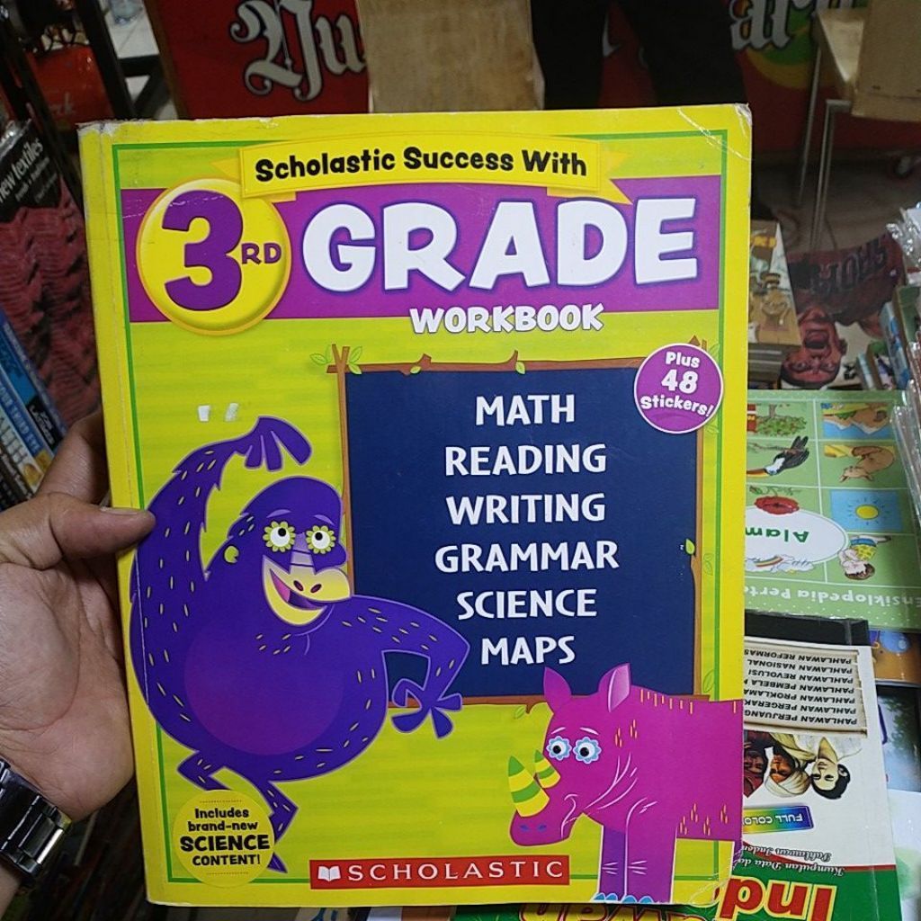 buku import scholastic success with 3rd grade workbook math reading writing grammar science maps Ori