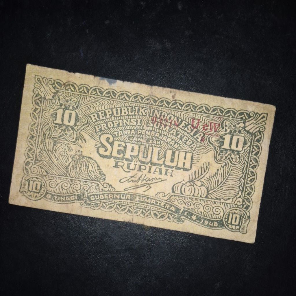Uang Kuno ORIDA Bukittinggi Sumatera (Oeang Republik Indonesia DAerah) Pecahan 10 Rupiah Variasi Hij