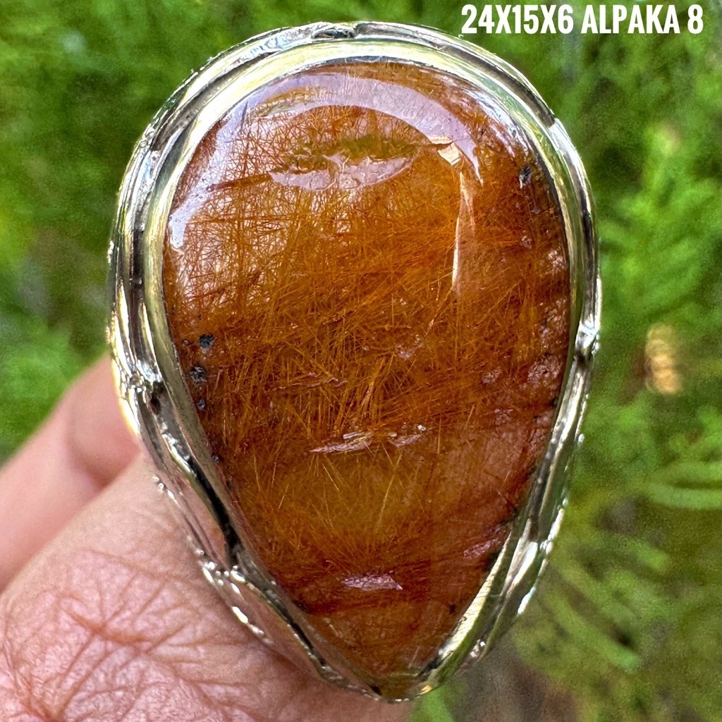 Cincin Batu Akik Natural Kecubung Rambut Emas