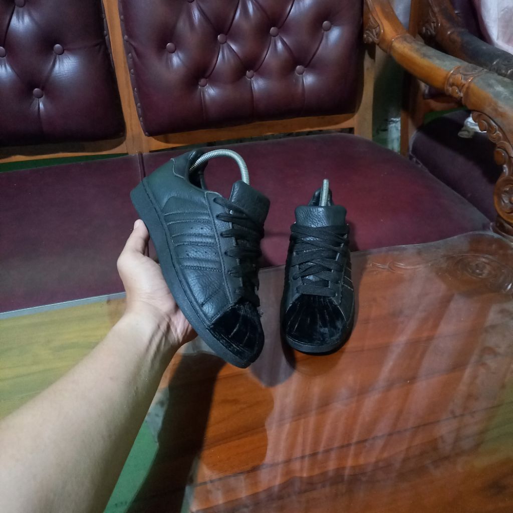 ADIDAS SUPERSTAR 'TONAL BLACK' | SEPATU BRANDED SECOND LEGIT | SEPATU SNEAKERS PRIA WANITA HITAM FUL