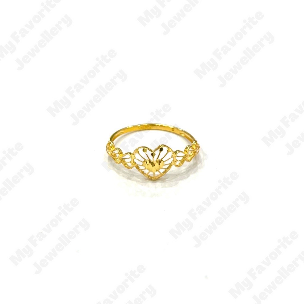 Cincin Hati Double-double uk17 Emas Asli Kadar 700 16karat