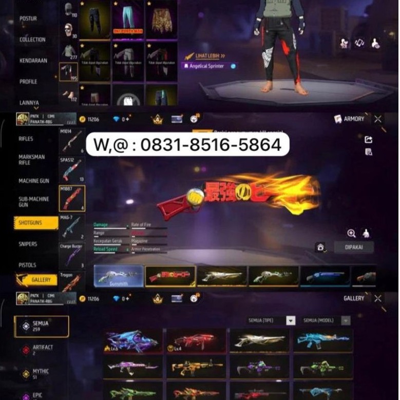 jual akun free fire sultan