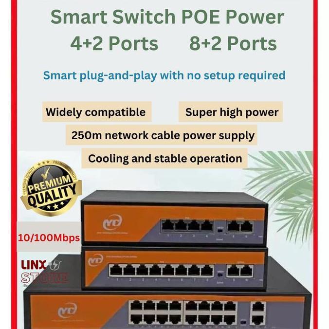 Switch Poe 4Port / Switch Poe 8Port / Poe Switch 4+2Ports / Poe Switch 8+2Ports 10/100Mbps /SwitchHu