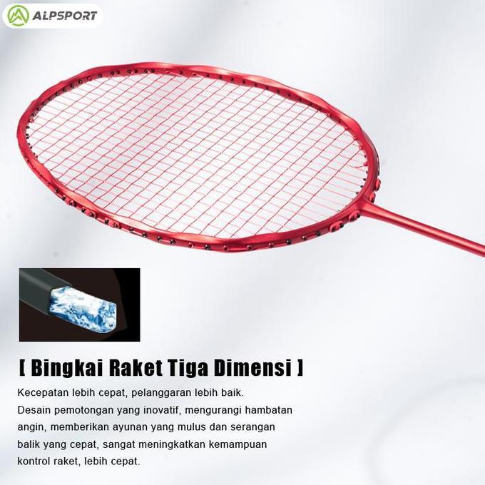 ALP-SPORTS ALP V5 PRO Raket Bulutangkis Serat Karbon T800 50T Berat 5U Teknologi MXH Stabilitas Akur