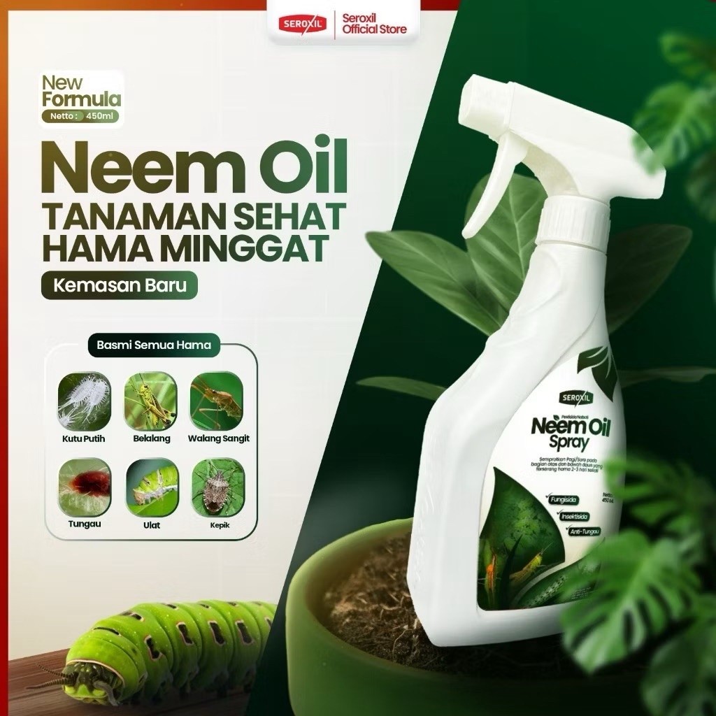 Seroxil Neem Oil (450ml) Pestisida-Insektisida Organik / Neem Oil Spray / Minyak Mimba 450ml