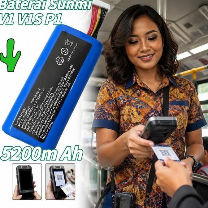 Baterai EDC Sunmi V1 V1S P1 5200mAh Baterai Universal Untuk Semua Mesin EDC Sunmi Original