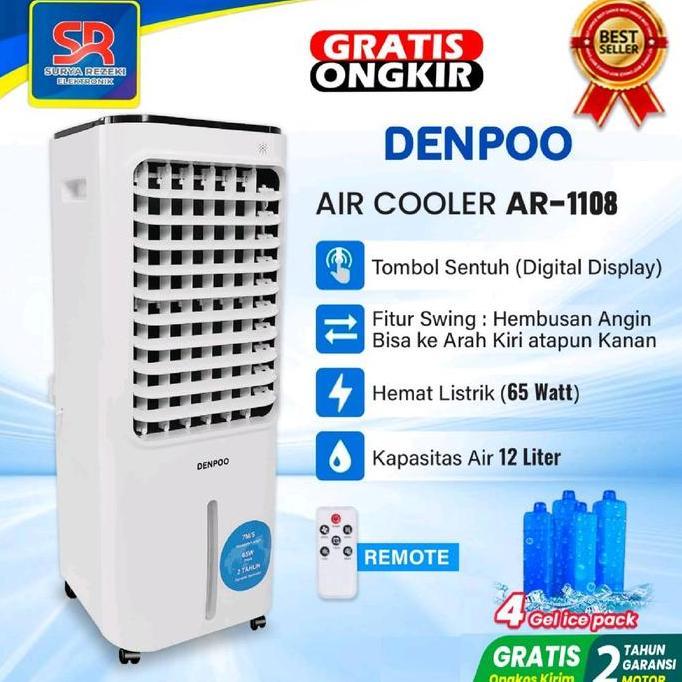 HIBALAMANA776 - DENPOO AIR COOLER AR-1108XF 12 LITER PENYEJUK RUANGAN DENGAN 3 SPEED CONTROL REMOTE 