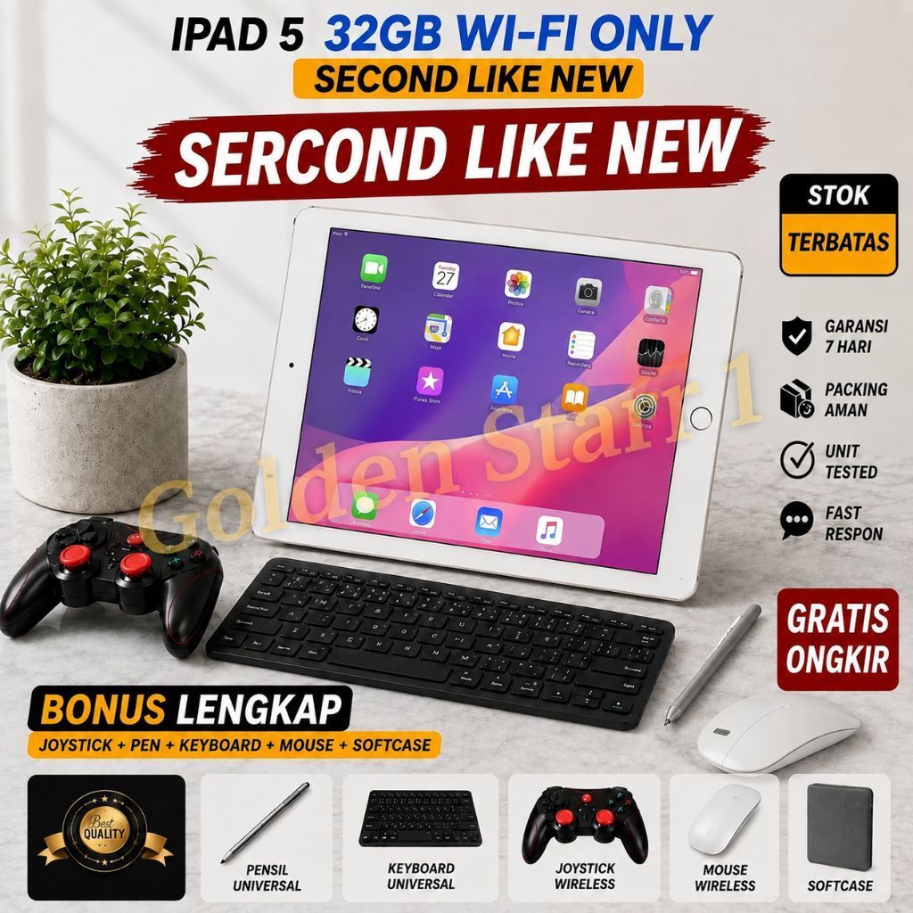 Apple iPad 5 32GB WiFi Second Like New Tablet 9.7 Inch Bonus berlimpah